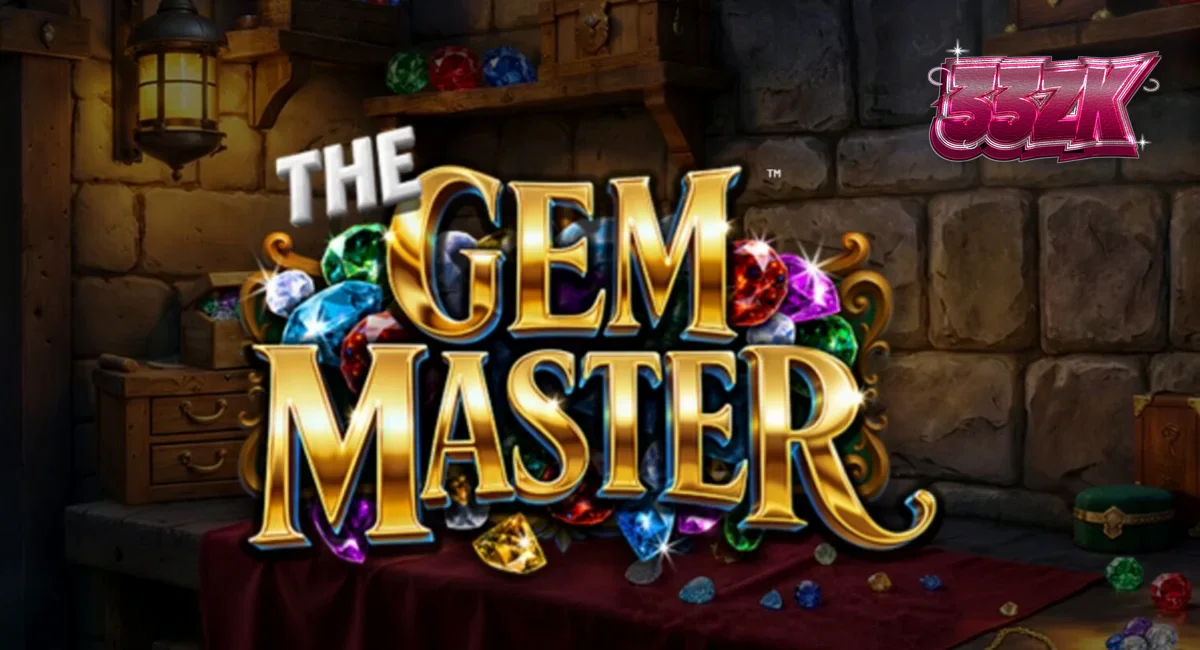 Tampilan visual slot The Gem Master dengan latar belakang bengkel perhiasan yang mewah dan berkilau.