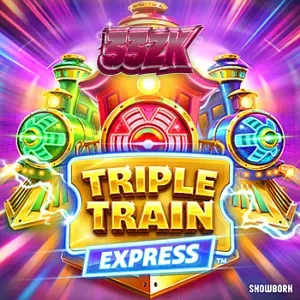 Tampilan visual slot Triple Train Express dengan tema cyberpunk neon.